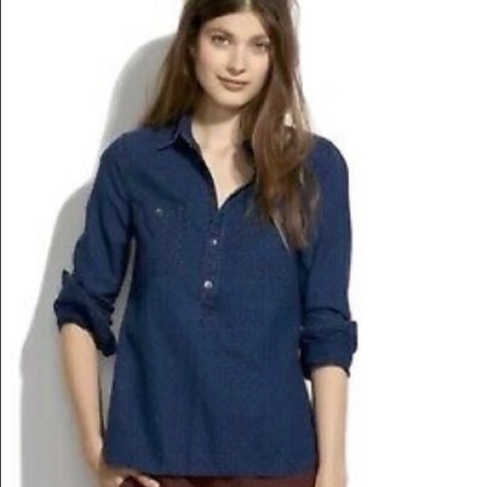 Madewell Chambray Polka Dot Small Shirt